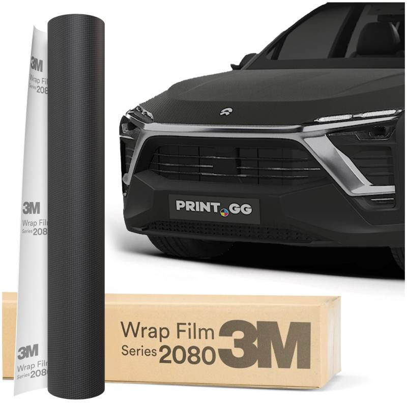 PRINT.GG Autofolie 3M 2080 Carbon Folie Auto CFS12, 152 x 10 cm, Selbstklebende Folie Car Wrapping Folie, Robuste Lackschutzfolie Auto, Motorrad, Boot, Auto Folie mit hervorragender Haftung von PRINT.GG