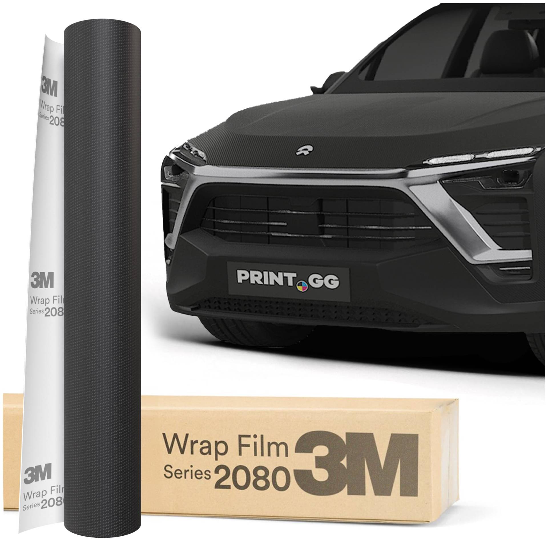 PRINT.GG Autofolie 3M 2080 Carbon Folie Auto CFS12, 152 x 30 cm, Selbstklebende Folie Car Wrapping Folie, Robuste Lackschutzfolie Auto, Motorrad, Boot, Auto Folie mit hervorragender Haftung von PRINT.GG