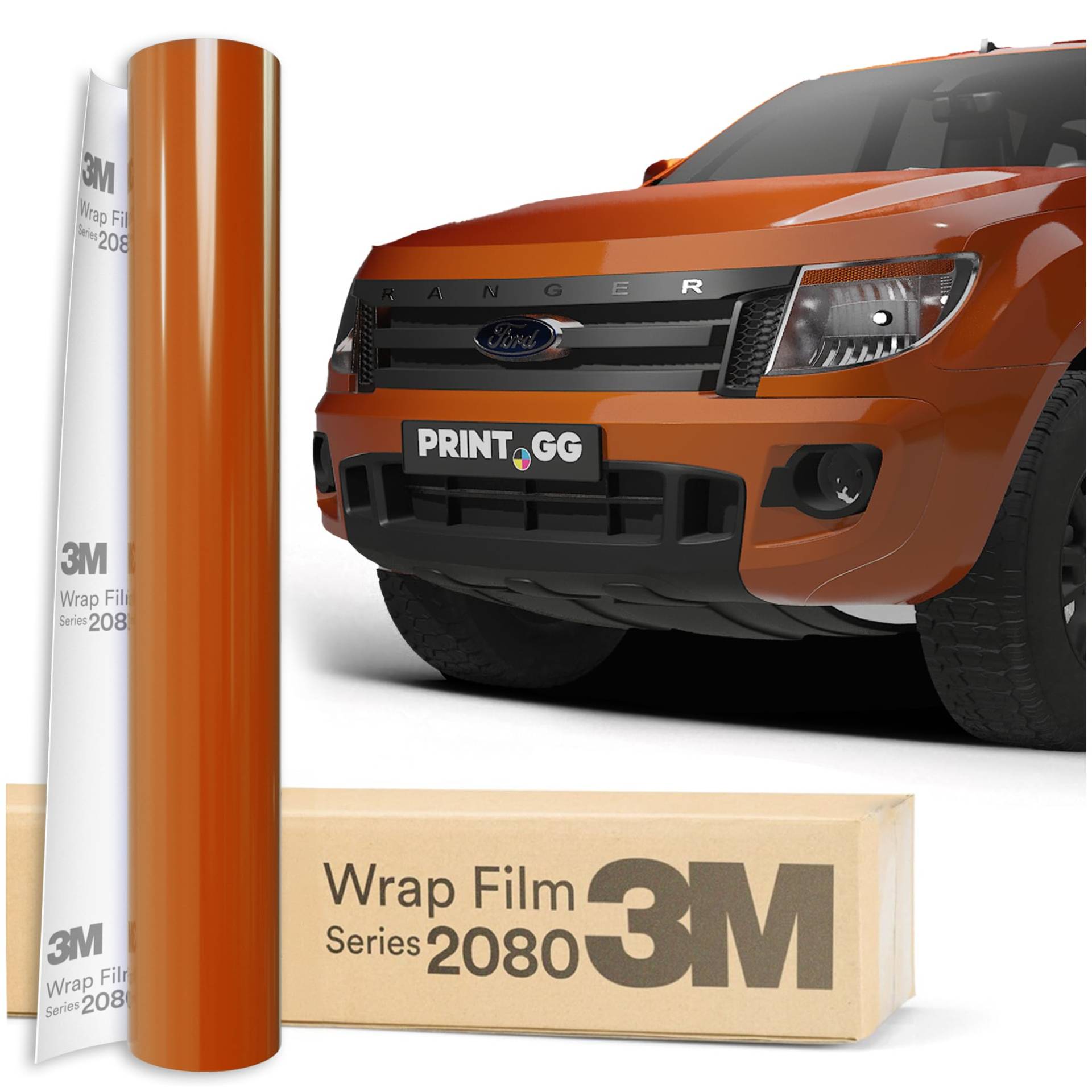 PRINT.GG Autofolie 3M 2080 Dunkelorange G24, 152 x 60 cm, Selbstklebende Car Wrapping Folie, Robuste Lackschutzfolie für Auto, Motorrad, Boot, Auto Folie mit hervorragender Haftung von PRINT.GG