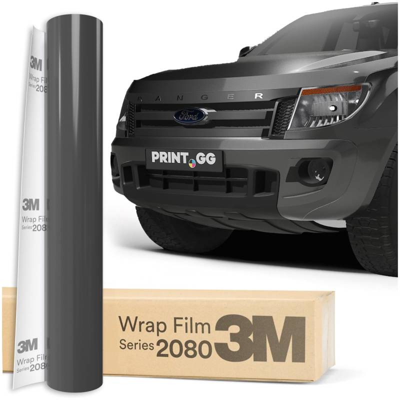 PRINT.GG Autofolie 3M 2080 Glanz Anthrazit G201, 152 x 100 cm, Selbstklebende Folie Car Wrapping Folie, Robuste Lackschutzfolie Auto, Motorrad, Boot, Auto Folie mit hervorragender Haftung von PRINT.GG