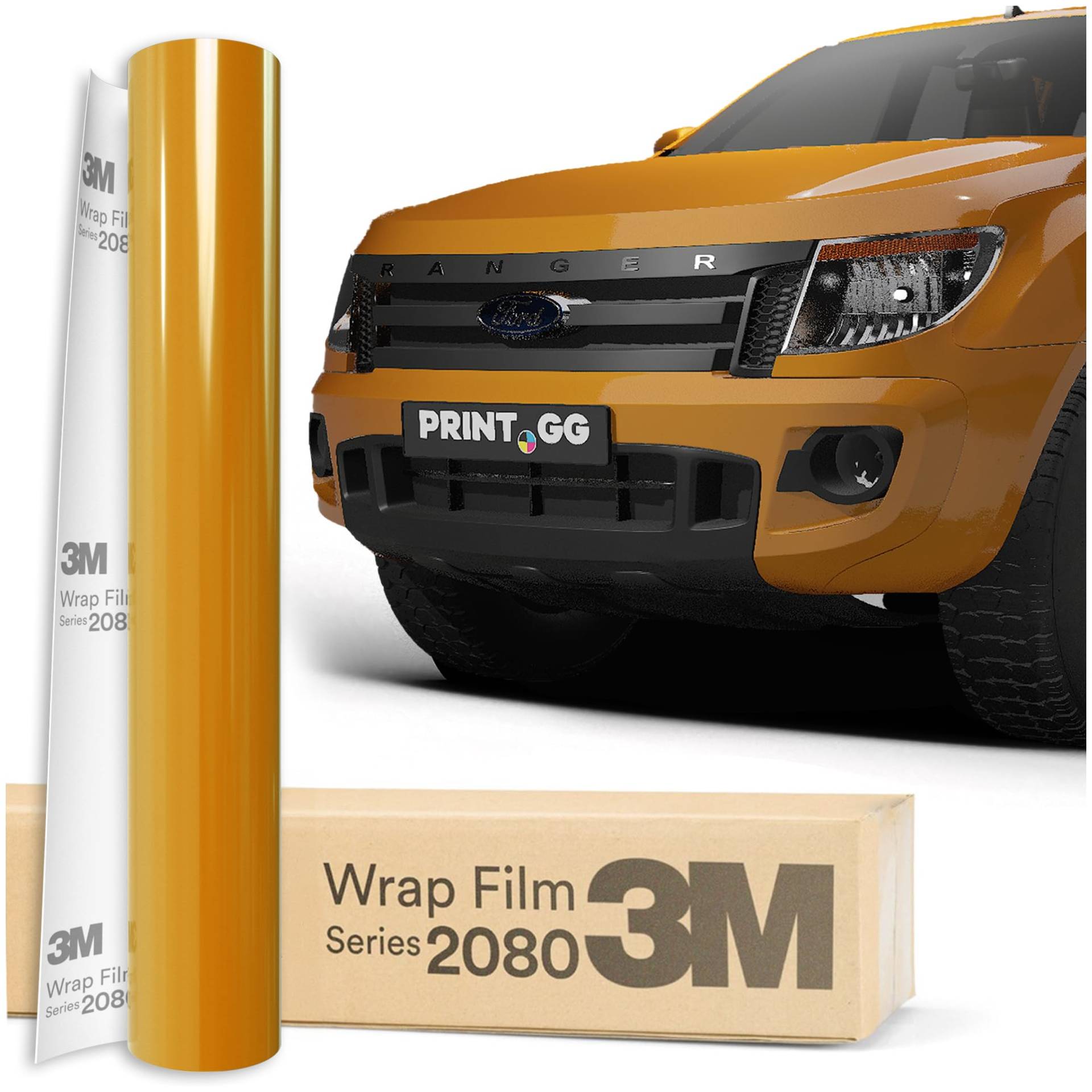 PRINT.GG Autofolie 3M 2080 Glanz Sonnenblume Gelb G25, 152 x 10 cm, Selbstklebende Folie Car Wrapping Folie, Robuste Lackschutzfolie Auto, Motorrad, Boot, Auto Folie mit hervorragender Haftung von PRINT.GG