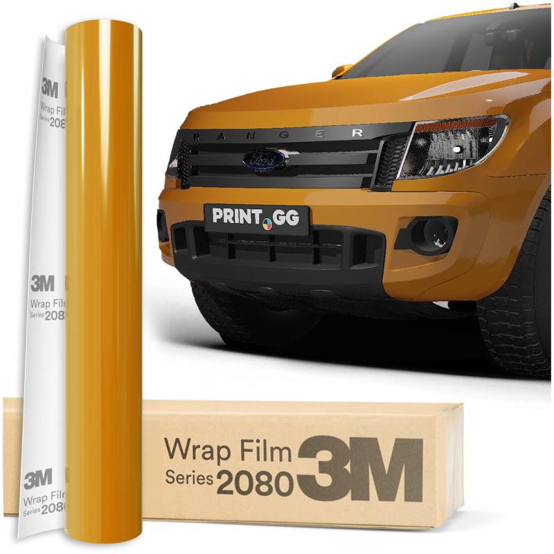 PRINT.GG Autofolie 3M 2080 Glanz Sonnenblume Gelb G25, 152 x 20 cm, Selbstklebende Folie Car Wrapping Folie, Robuste Lackschutzfolie Auto, Motorrad, Boot, Auto Folie mit hervorragender Haftung von PRINT.GG