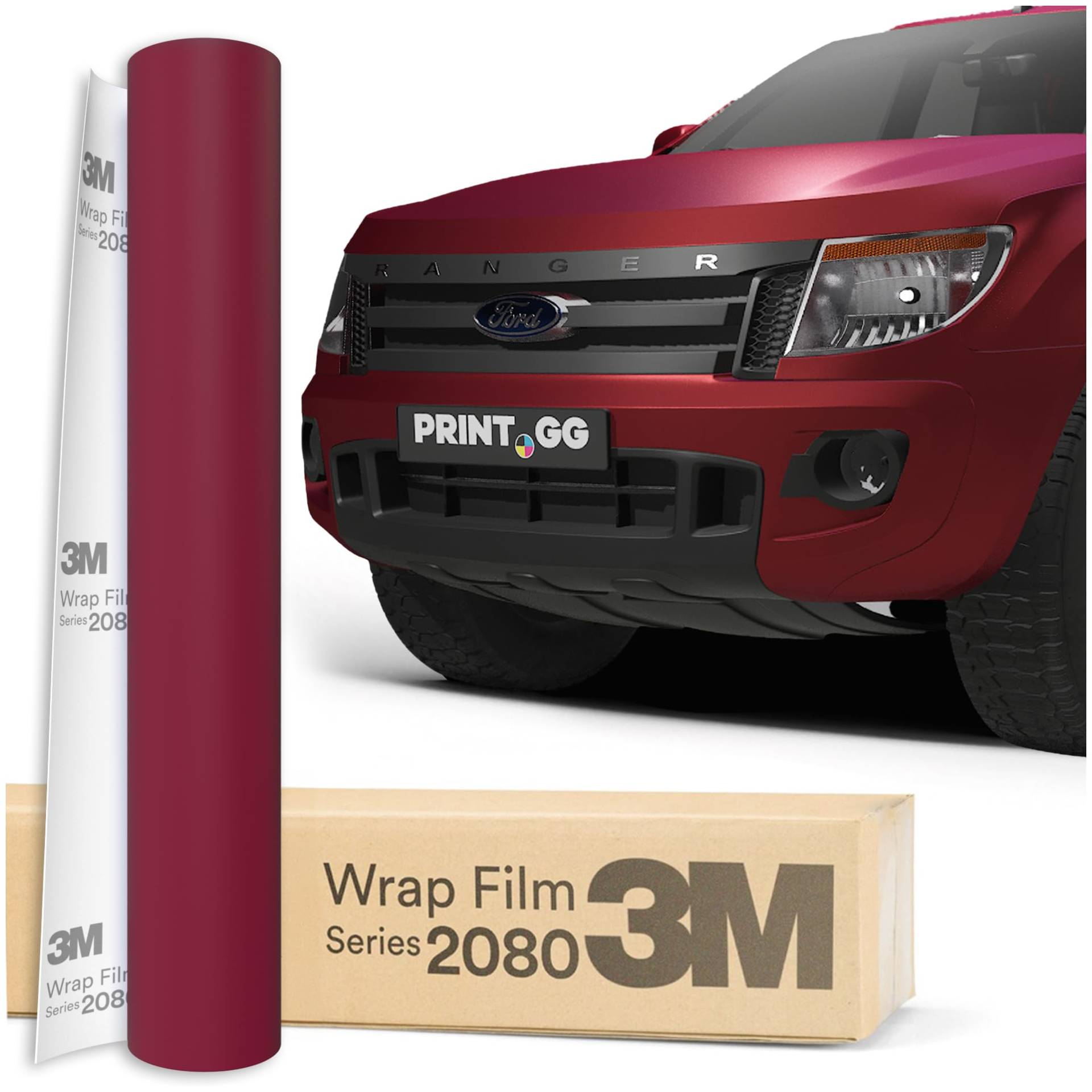 PRINT.GG Autofolie 3M 2080 Satin Vampir Rot SP273, 152 x 150 cm, Selbstklebende Folie Car Wrapping Folie, Robuste Lackschutzfolie Auto, Motorrad, Boot, Auto Folie mit hervorragender Haftung von PRINT.GG