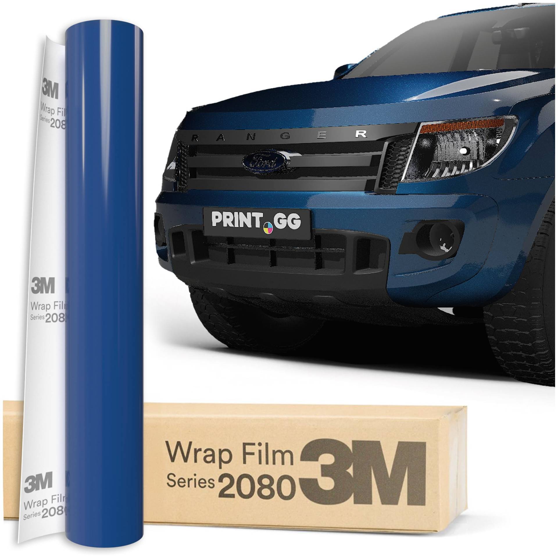 PRINT.GG Autofolie 3M 2080 Tiefblau Metallic glänzend, 152 x 10 cm, Selbstklebende Folie Car Wrapping Folie, Robuste Lackschutzfolie Auto, Motorrad, Boot, Auto Folie mit hervorragender Haftung von PRINT.GG