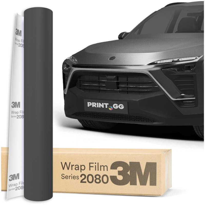 PRINT.GG Autofolie 3M 2080 satiniert dunkelgrau S261, 152 x 30 cm, Selbstklebende Folie Car Wrapping Folie, Robuste Lackschutzfolie Auto, Motorrad, Boot, Auto Folie mit hervorragender Haftung von PRINT.GG