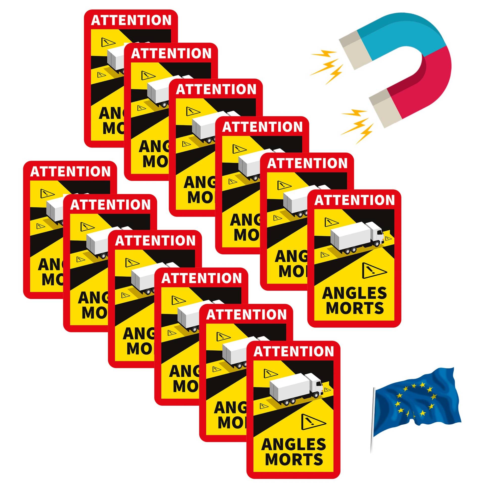 Toter Winkel Aufkleber Frankreich - Angles Morts Magnet Wohnmobil und Bus - magnetschild auto 17 x 25 cm - Wohnmobil Aufkleber Warntafel - LKW Wohnmobil und Bus Magnetschilder Auto von PRINT.GG