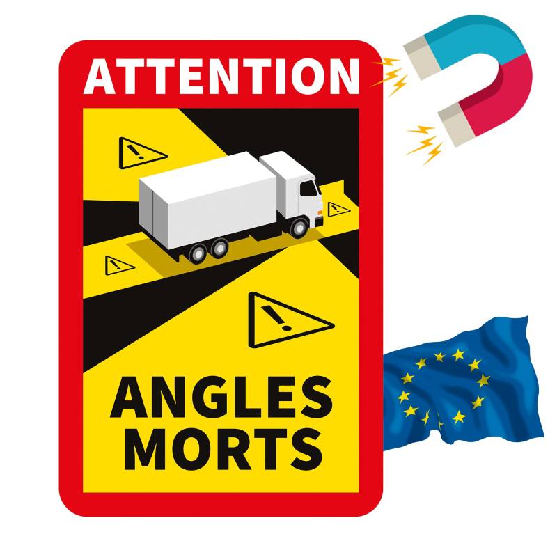 Toter Winkel Magnet Aufkleber Frankreich LKW Bus wohnmobil - Attention Angles morts Magnet Aufkleber LKW Bus wohnmobil (Lastwagen/LKW/Wohmobile, 1 Stück) von PRINT.GG