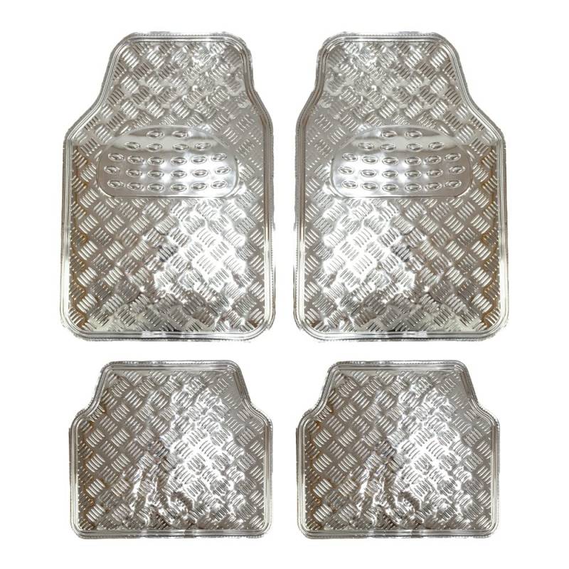 PRIOPA Gummimatten-Set Metallic Riffelblech-Optik Rutschhemmende Noppen PVC Rubber mats 4-teilig von PRIOPA