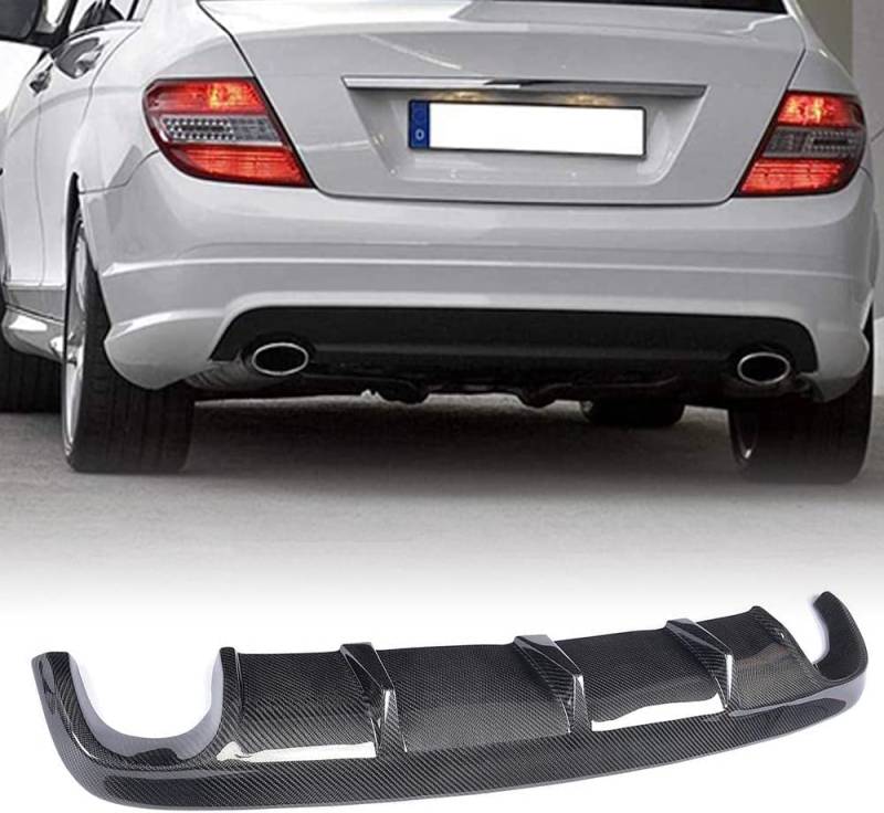 PRMTYUP Auto Heck Diffusor für Mercedes Benz W204 C300 C350 Sport Sedan 2008 2009 2010 2011, Auto Heckstoßstange Spoiler Heckspoiler Kohlefaser Stoßstange Schützen Abdeckung Auto Zubehör von PRMTYUP