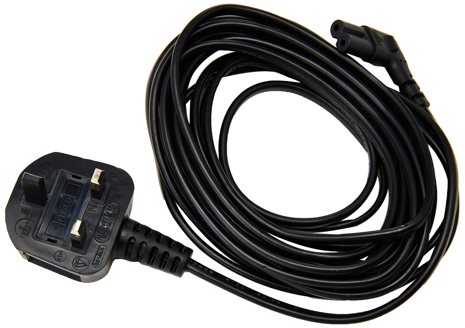 Pro Elec PEL00505 Stromkabel (UK-Stecker auf rechts, gewinkelt, Figur-8(C7), 5 m) Schwarz von PRO-ELEC