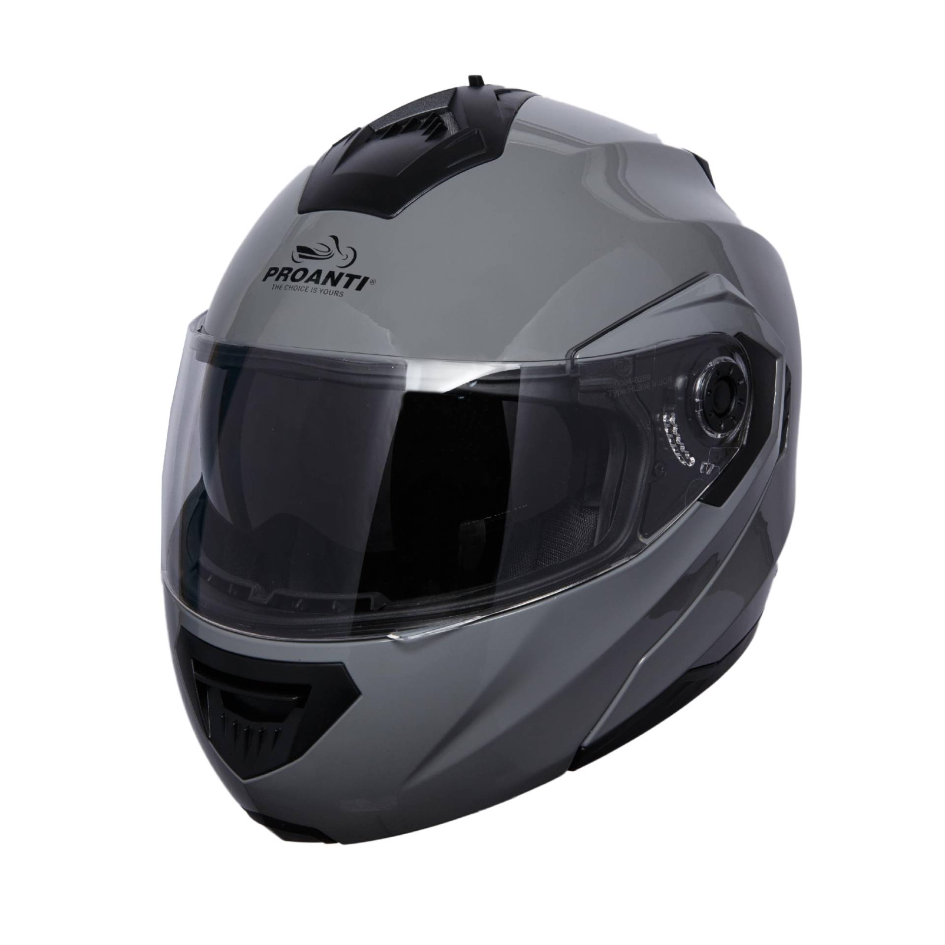 PROANTI Motorradhelm Klapphelm modularer Motorrad Helm mit Visier- und integriertem Sonnenschutz - Grau, XL von PROANTI