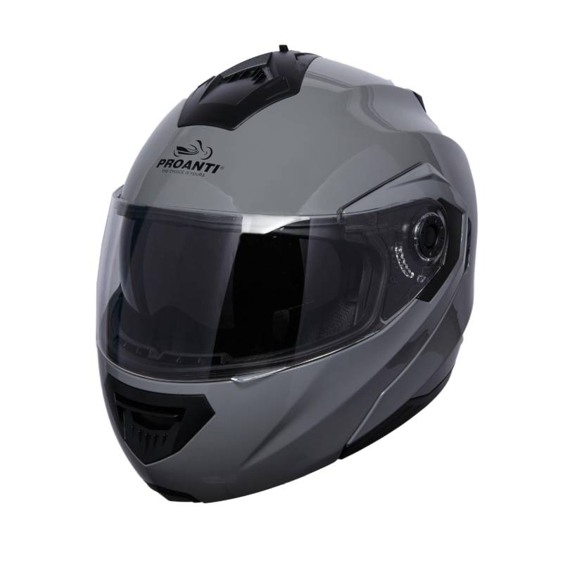 PROANTI Motorradhelm Klapphelm modularer Motorrad Helm mit Visier- und integriertem Sonnenschutz - Grau, XL von PROANTI