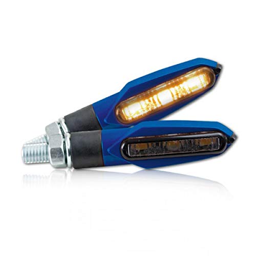 Motorrad SMD-Blinker 'Slight', blau, Blinkfunktion V+ H, getöntes Glas, M8, E-geprüft von PROGRESS LINE