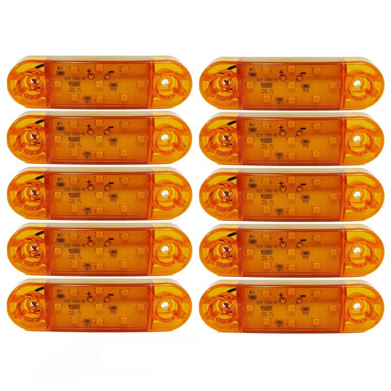 PROMOLINK 10 Stück 9 SMD LED Orange Seitenmarkierungsleuchten für LKW, Anhänger und Busse Positionsleuchten Begrenzungsleuchten, 25 x 63 x 88 mm von PROMOLINK