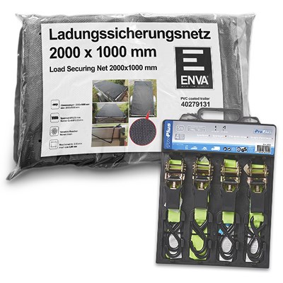 Proplus Set Spanngurte mit Ratsche + Netz 2x1 von PROPLUS