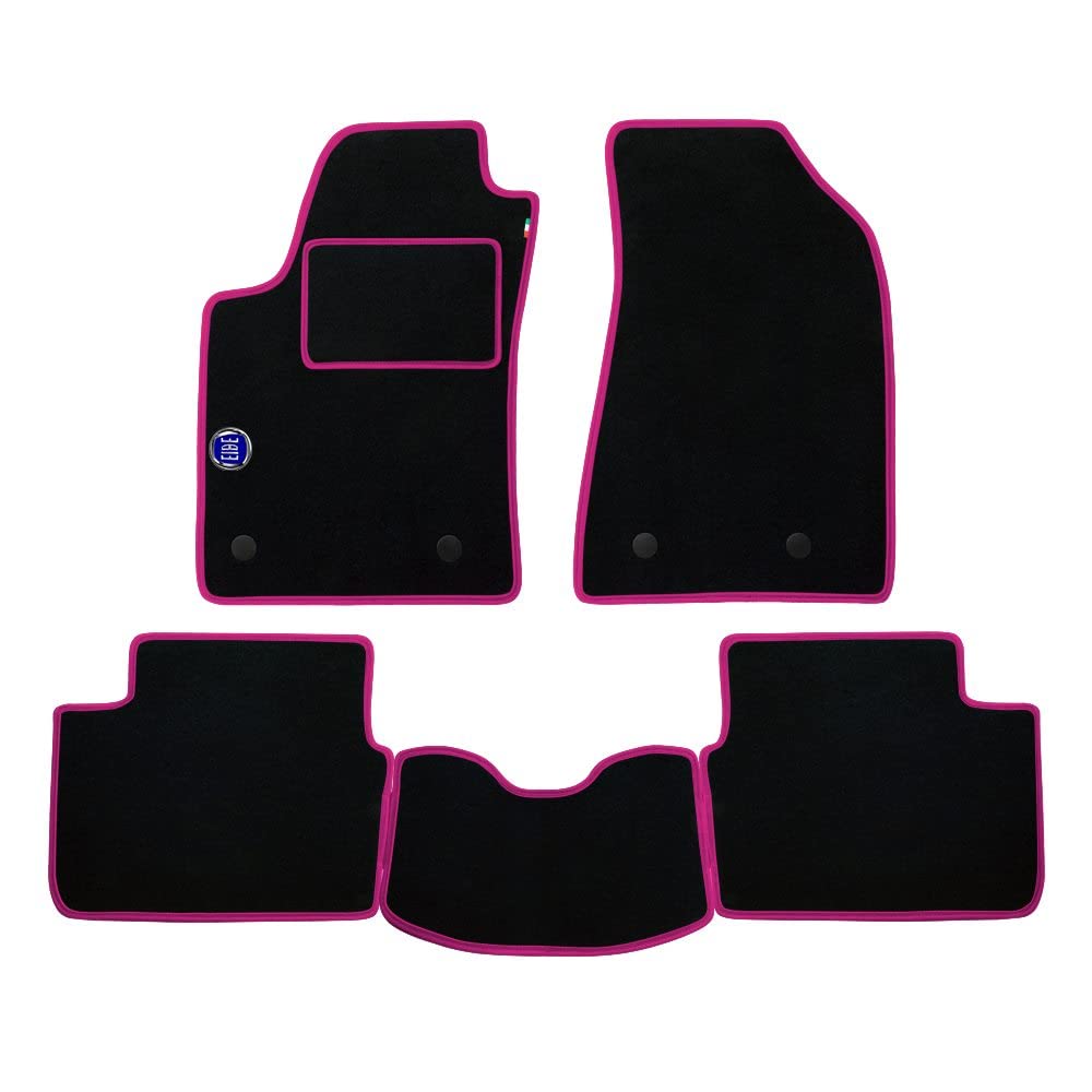 Autoteppiche hergestellt für Volkswagen Golf Trendline ab 11-2003 Schwarz und Fuchsia mit maßgeschneidertem Anti-Rutsch-Logo von PROPOSTEONLINE