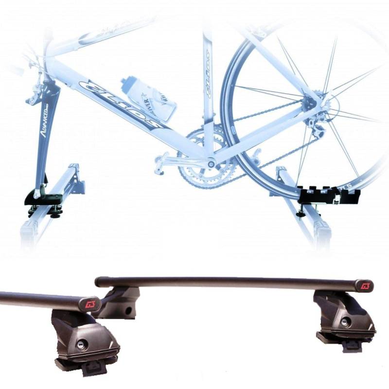 Fahrradträger für Auto + Dachträger hergestellt für Clio 2005-2012 5P Befestigung an der Universalgabel Dachträger 127 cm + Kit einfache Montage von PROPOSTEONLINE