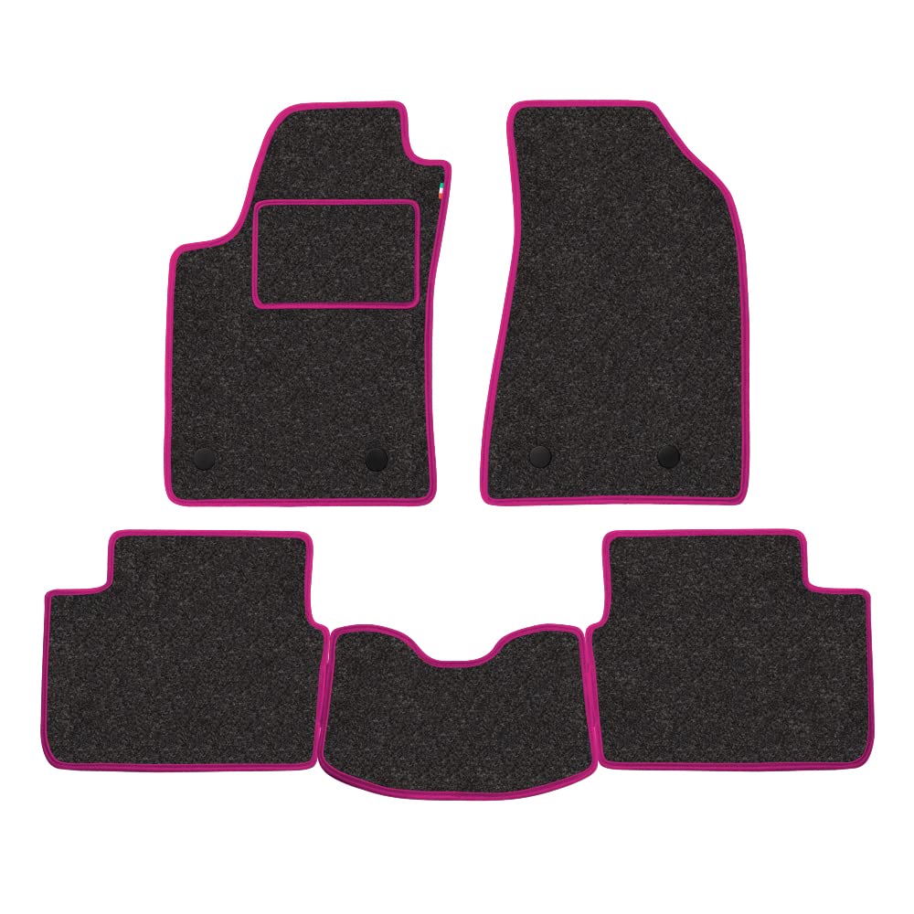 Fußmatten Set für Citroen C-Crosser 5-Sitzer Jahr 2007 bis 2013 in Teppich c/Einstiegsleisten Farbe grau Kanten Fuchsia von PROPOSTEONLINE