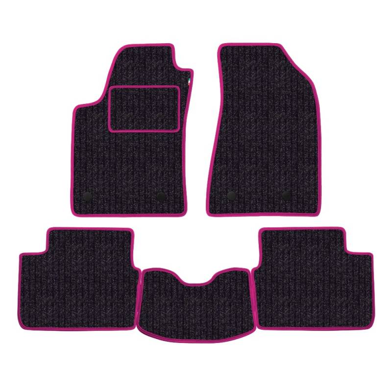 Fußmatten-Set für Honda Civic 3 Türen Baujahr 1994 bis 2001 aus Faser-Teppichboden Anthrazit und Fuchsia von PROPOSTEONLINE