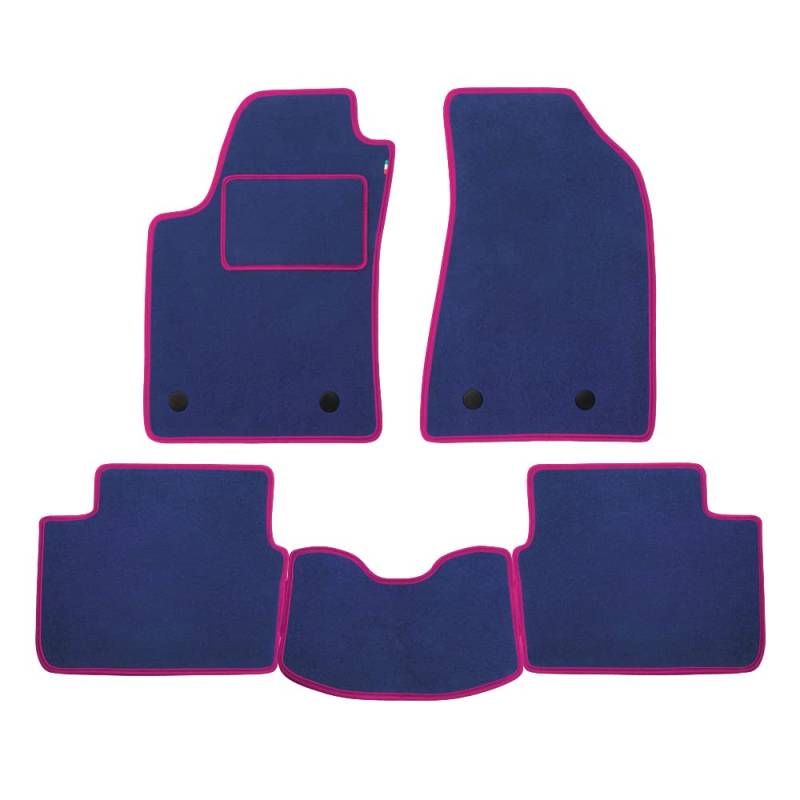 Fußmatten Set für TATA Pick-UP 2-Sitzer Jahr 2000 bis 2007 aus waschbarem Veloursstoff hellblau und Fuchsia von PROPOSTEONLINE