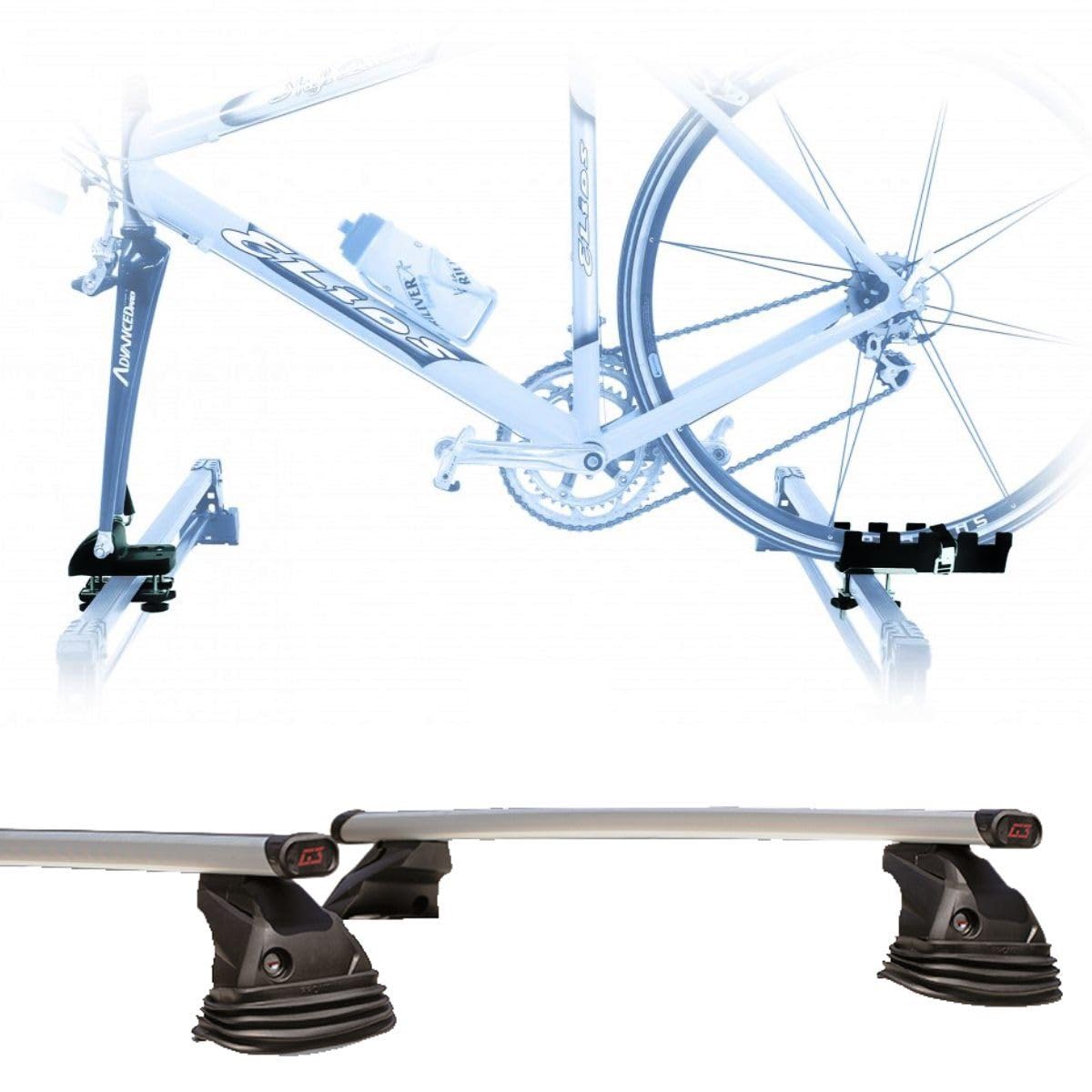 Set Fahrradträger + Dachträger, hergestellt für Avensis Wagon 2009, Befestigung an der Universalgabel, Stangen 110 cm, einfache Montage von PROPOSTEONLINE