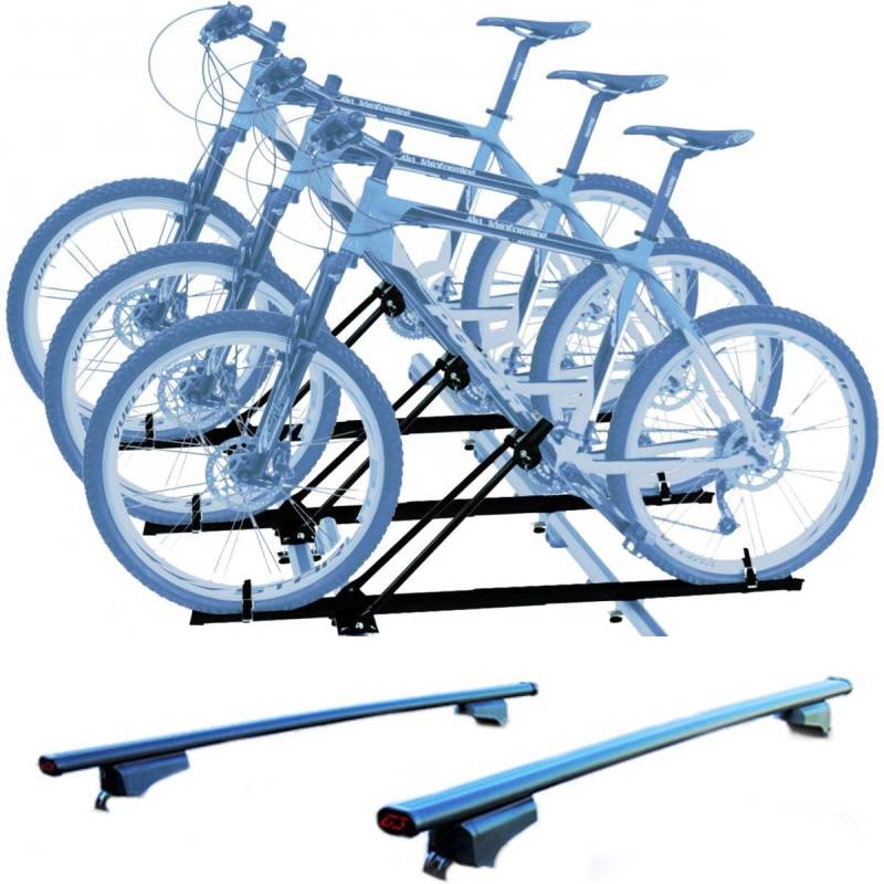 Set mit 3 Fahrradträgern und Dachträger für Passat Variant ab Baujahr 2014, kompakt mit Schlüsseln, 127 cm + Montagesatz für einfache Montage von PROPOSTEONLINE