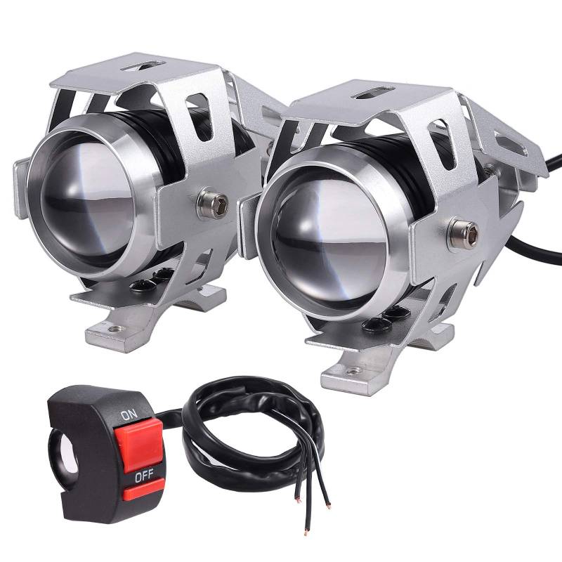 PROZOR Motorrad Scheinwerfer 2 Wasserdicht rostfrei CREE U5 LED Motorrad Scheinwerfer mit 3 Modi Super Hell 125 W 3000LM Aluminium verstellbar Motorrad, 2 Front Lights Spots für Motorrad Auto von PROZOR