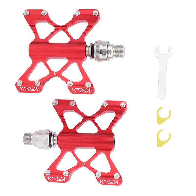 Fahrrad-Flachpedale, 9/16-Zoll-Fahrradpedale, rutschfeste Kugellagerpedale for Fahrräder, Fahrradpedale, Aluminiumlegierung, Mountainbike-Pedale(Red) von PRPRP