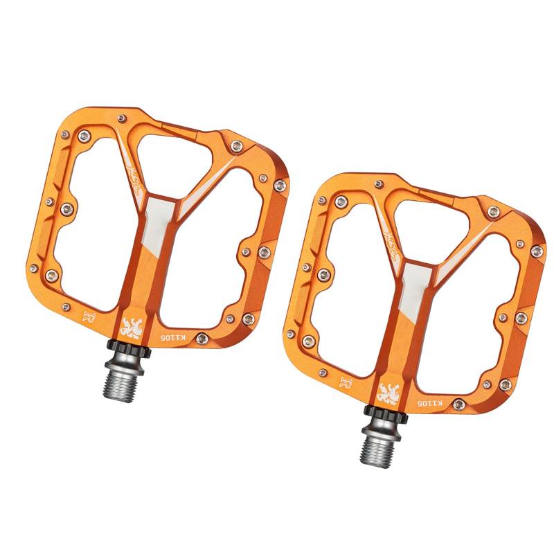 Flache Fahrradpedale, 3 Lager, leichte Fahrräder, Plattformpedale, starke Aluminiumlegierung, flache Fahrradpedale, Mountainbike-Pedale(Orange) von PRPRP