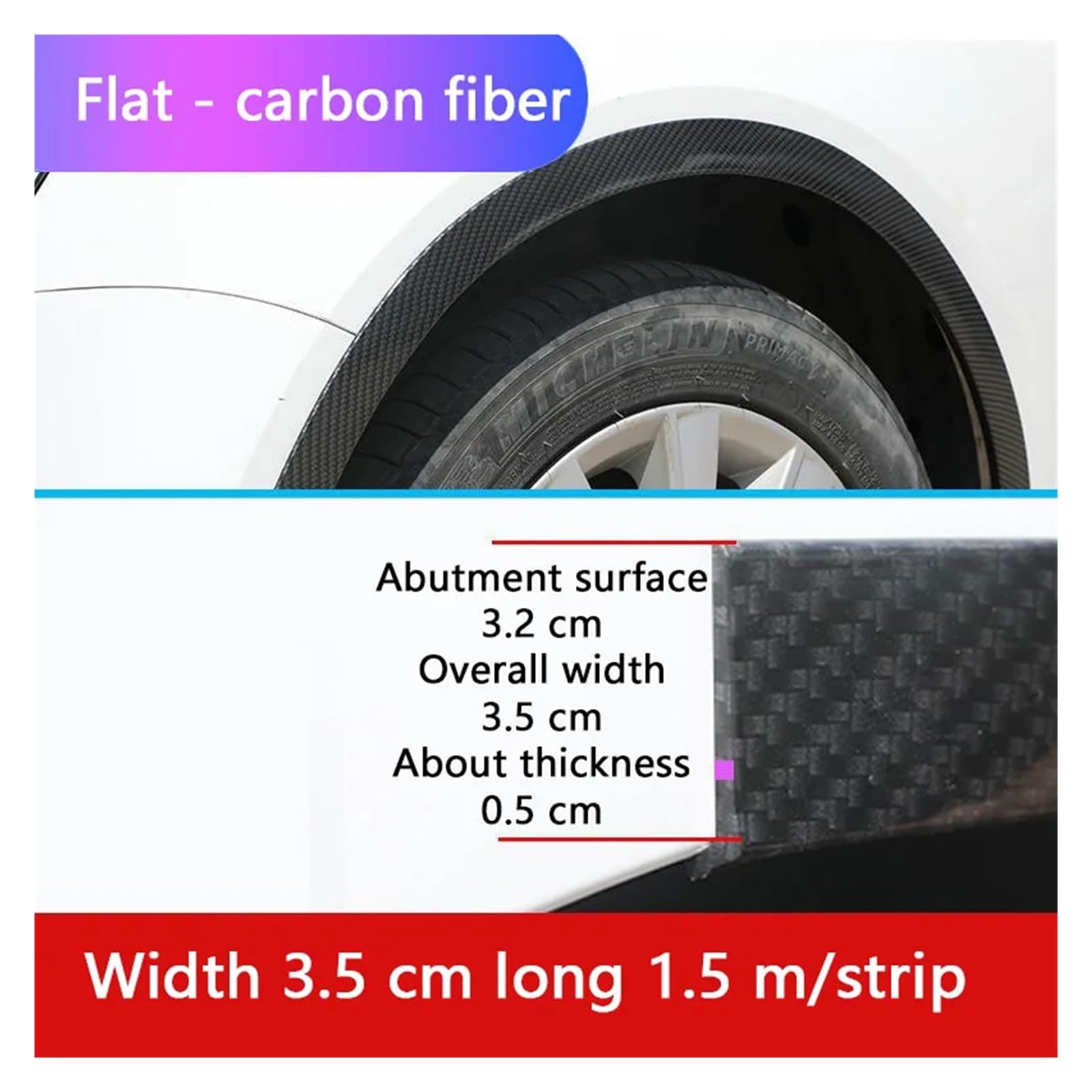 ZHGUIMING 1,5 m PVC-Auto-Dichtungsstreifen, Kotflügelverbreiterungen, Bögen, Flügelexpander, Auto-Kotflügel, Radaugenbrauen, Antikollisions-Schlammschutzstreifen(3.5cm carbon fiber) von PSDFJAD