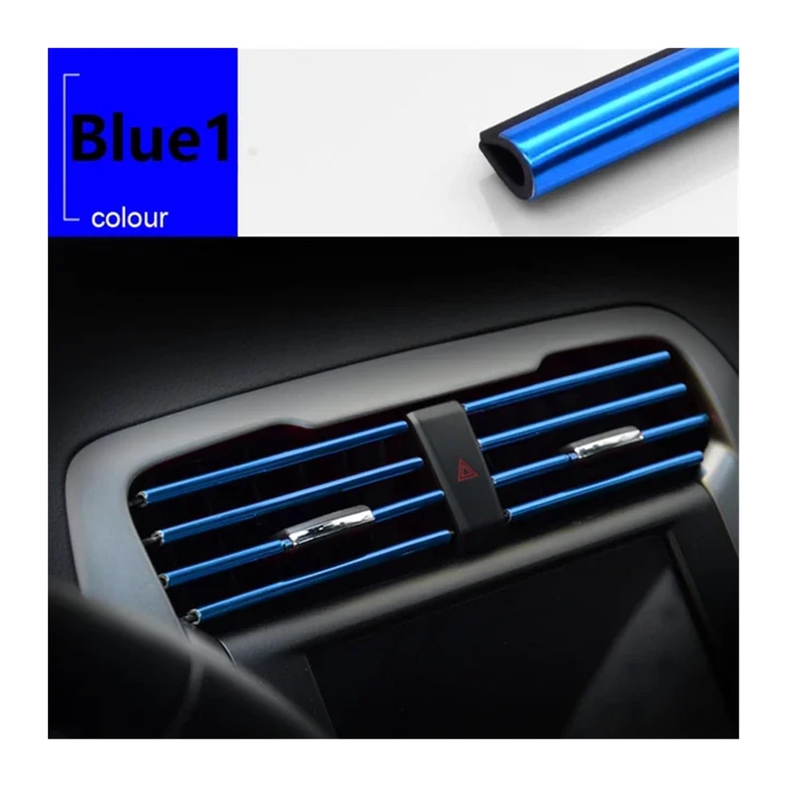 ZHGUIMING Auto Zierleiste Lüftungsgitter Dekoleiste U-Form Utlet Auto Klimaanlage Zierleisten Füller Einsatzleiste for Auto Innenraum Set(10pcs Blue) von PSDFJAD