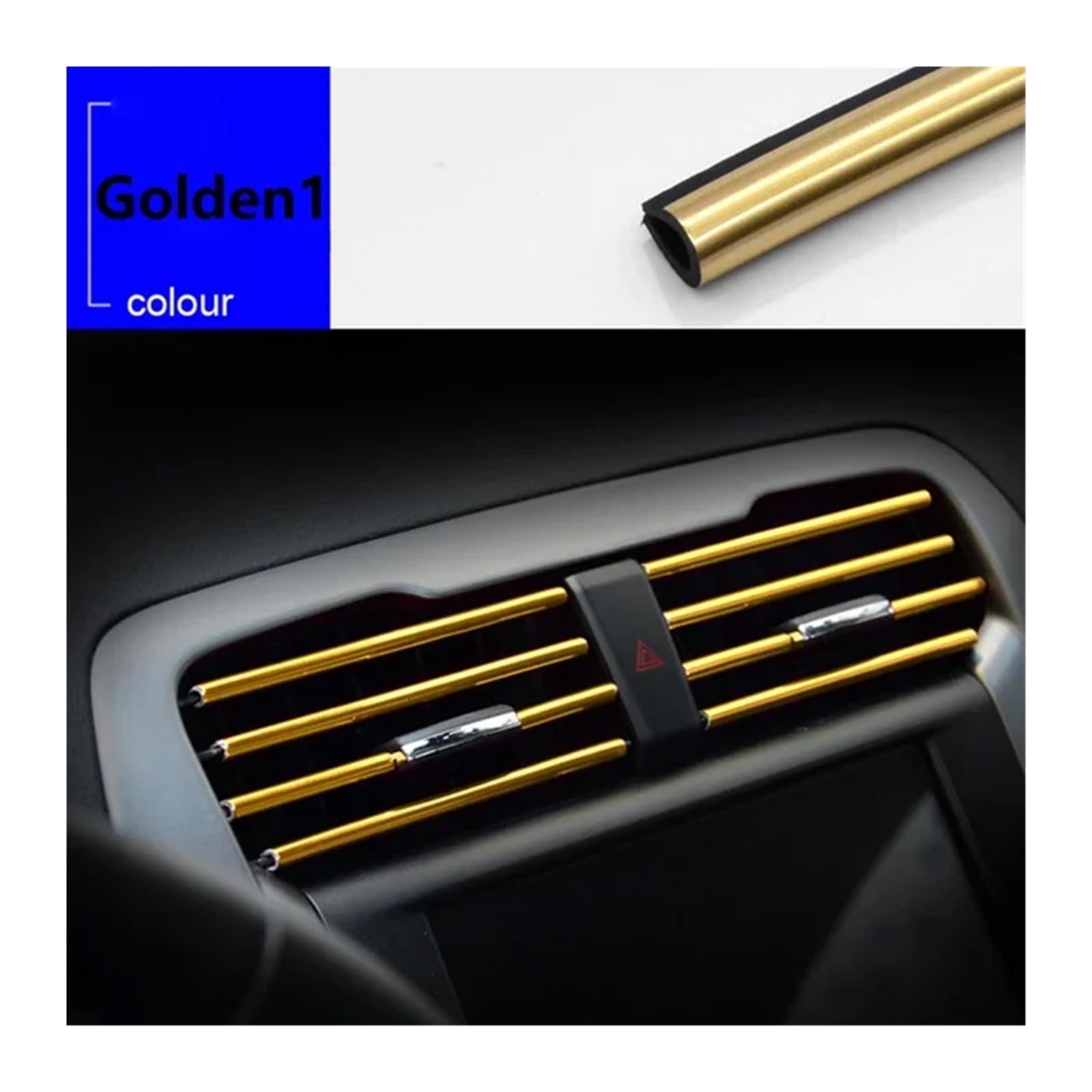 ZHGUIMING Auto Zierleiste Lüftungsgitter Dekoleiste U-Form Utlet Auto Klimaanlage Zierleisten Füller Einsatzleiste for Auto Innenraum Set(10pcs Gold) von PSDFJAD