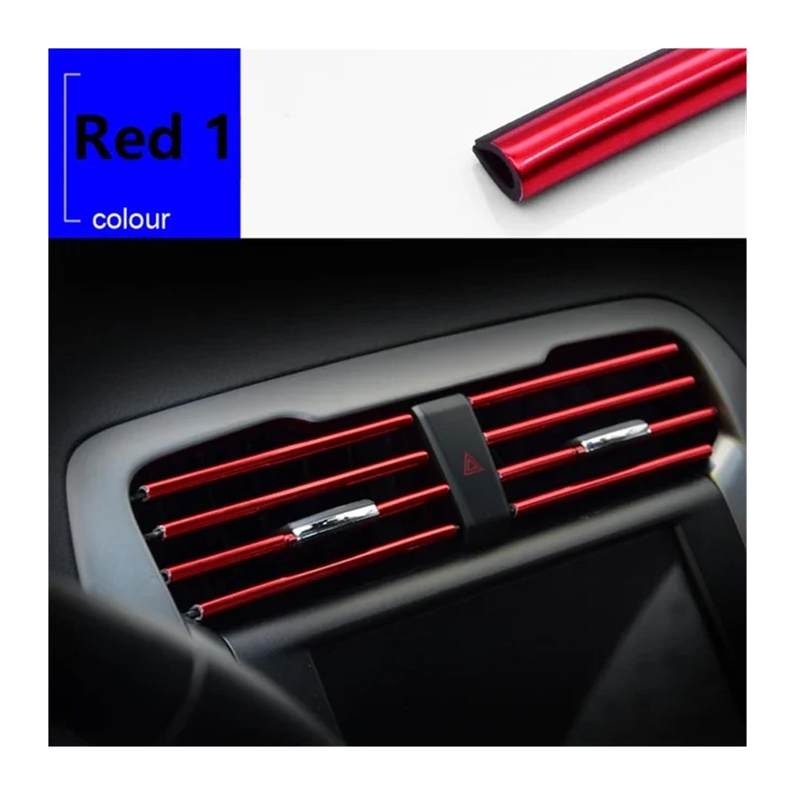 ZHGUIMING Auto Zierleiste Lüftungsgitter Dekoleiste U-Form Utlet Auto Klimaanlage Zierleisten Füller Einsatzleiste for Auto Innenraum Set(10pcs Red) von PSDFJAD