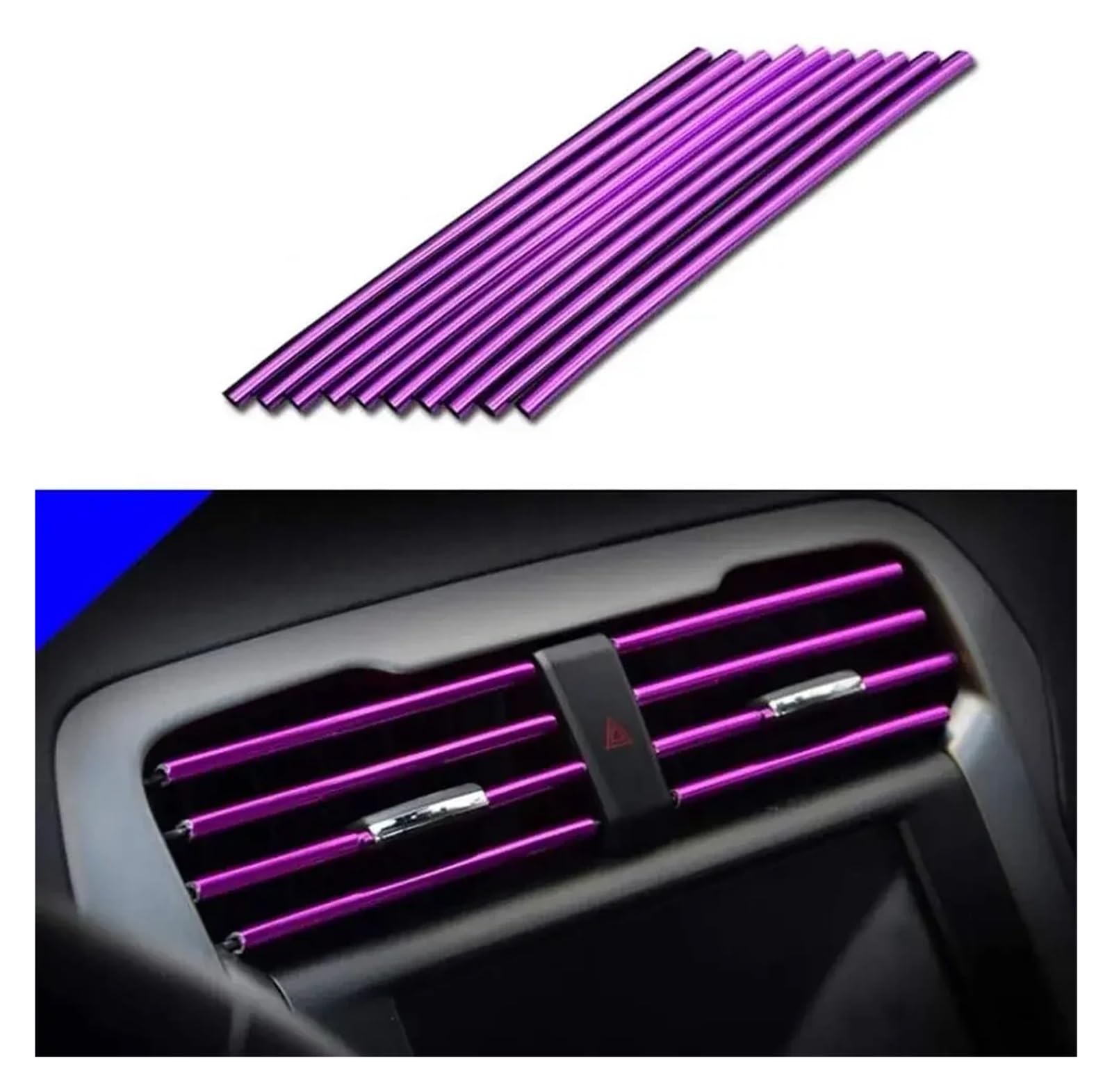 ZHGUIMING Zierleiste for den Entlüftungsauslass der Klimaanlage im Auto, U-Form, verchromtes PVC, bunt, glänzend, 20 cm, Auto-Zierleiste for die Autodekoration, 10 Stück(Purple) von PSDFJAD