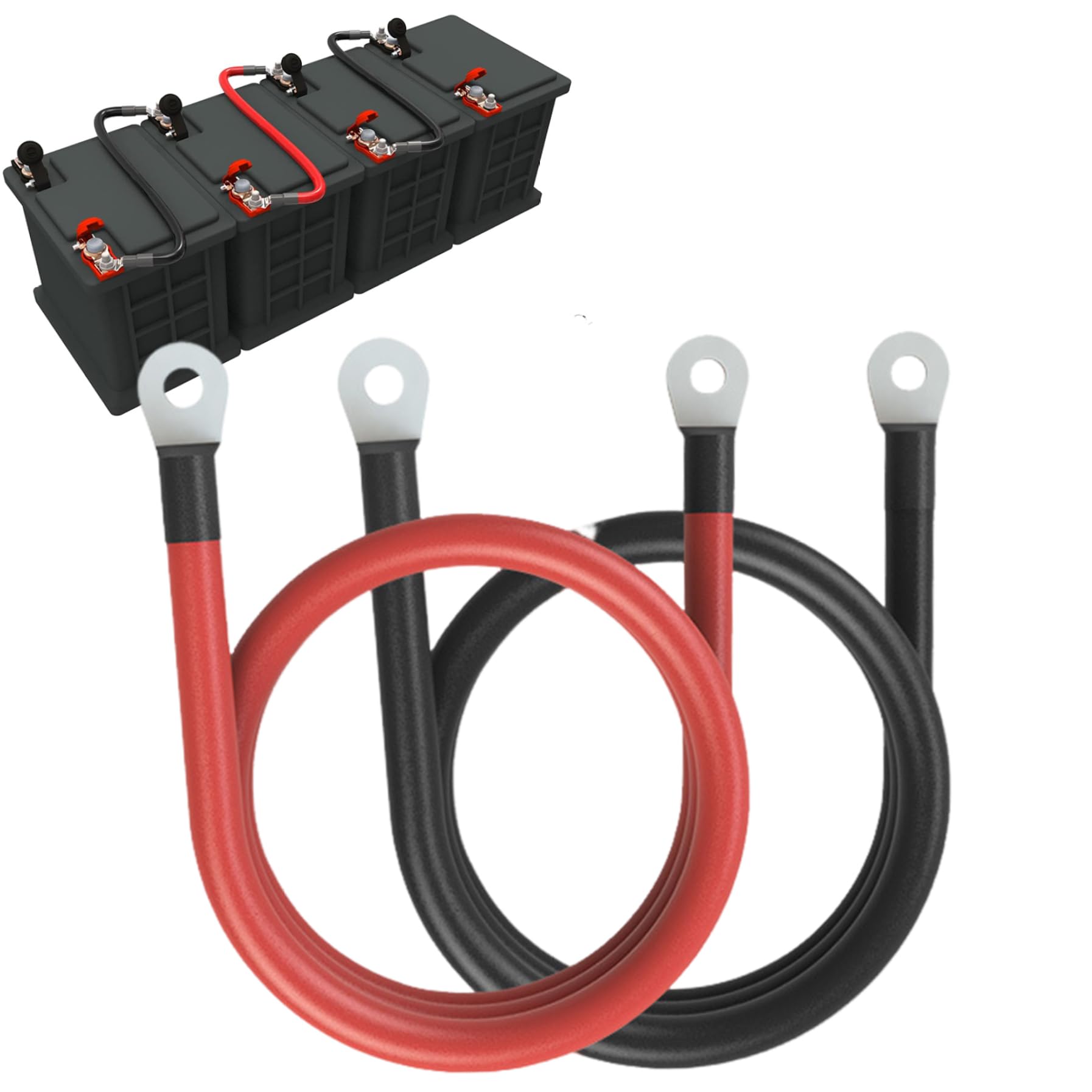 2 PCS -Batteriekabel, 19,6 2 AWG Kupferleistung Wechselrichter Batteriekabel mit Klemmen 5/16 Stecker für Solarpanel, Automobil, Auto, LKW, Motorrad, Boot, RVterminal von PSFDEWT