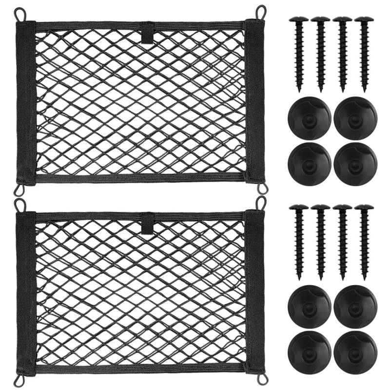 2pcs Car Trunk Net 24x10 '' Wandmontierte elastische Frachtnetz Easy Schraubinstallation Raumsparende kleine Frachtnetz für Kofferraumseite Aufbewahrung und Organisation, Frachtnetzing von PSFDEWT