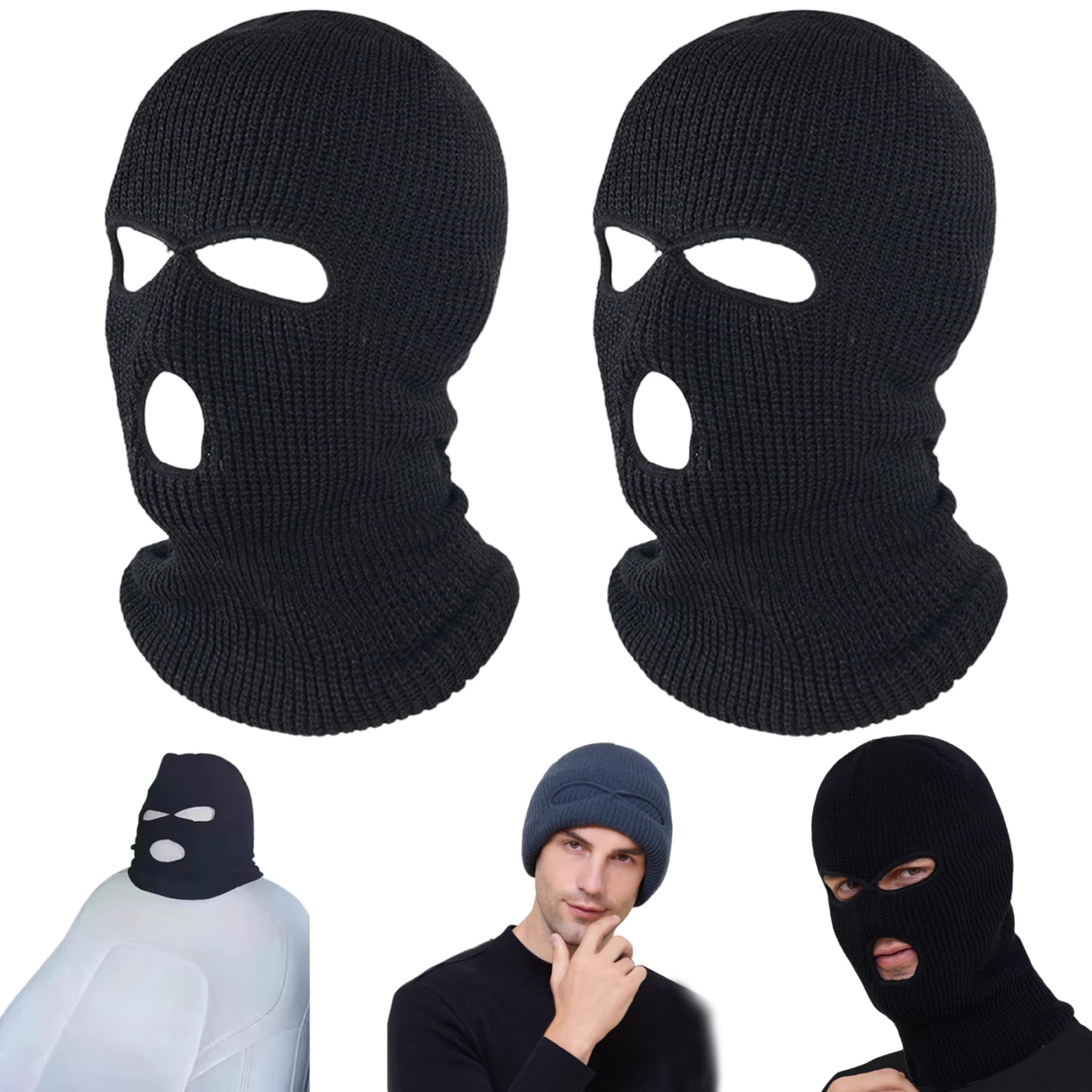 Auto Kopfstütze Cover 2PCS Lustige Kopfstützenabdeckungen für Autos Personalisierte Autos Sitzverzögerungsabdeckung Strick -Ski -Maske Wrap Schutz Auto vorne Sitzplatz Ruhende Dekor, Universal Car Ac von PSFDEWT