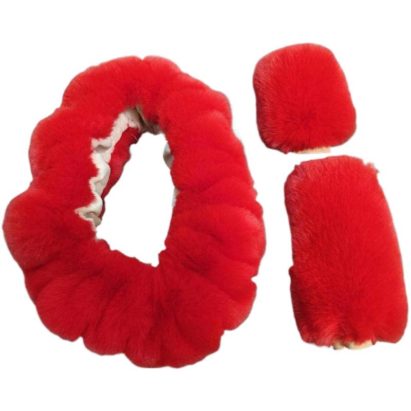 Fuzzy -Lenkradabdeckung, 3pcs/Set Dicker Flauschiger pelziger Lenkraddeckel mit Zahnradschichten ＆ Handbremsabdeckungen, universelle warme Lenkradabdeckung für den Winter von PSFDEWT