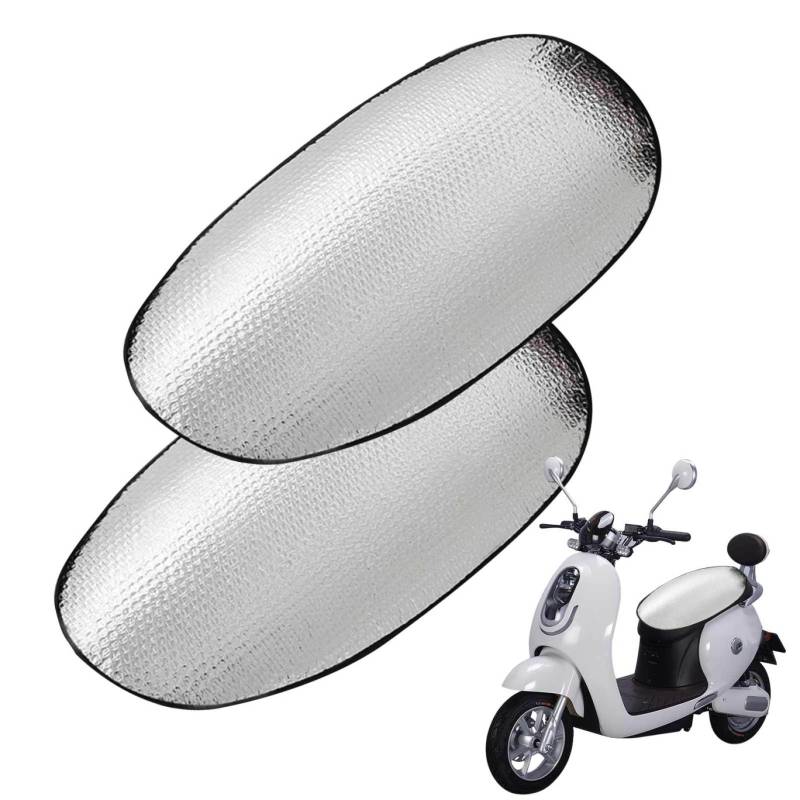 Motorrad Sonnenschutzmittelkissen Abdeckung Elektroauto Sonnenschutz Sitzbedeckung Aluminium Filmkissen für Motorrad 2PCs, Motorrad Sonnenschutzkissenbedeckung von PSFDEWT