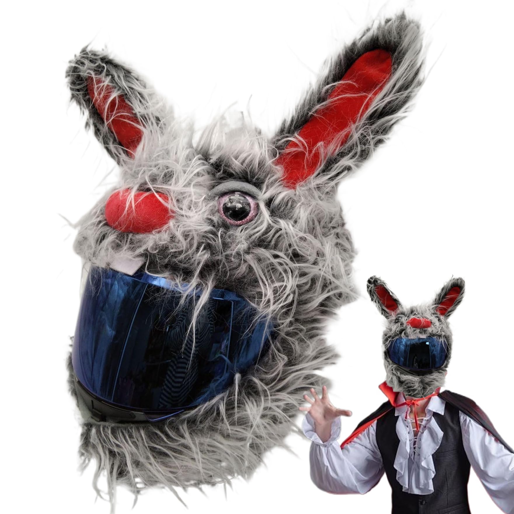 Motorradhelmabdeckungen, Halloween Rabbit Plüsch Helm -Deckel Motorrad mit Langen Ohren, dekoratives lustiges niedliches Cartoon ohne Blockierungshelm Helm Abdeckung nur Motorrad von PSFDEWT