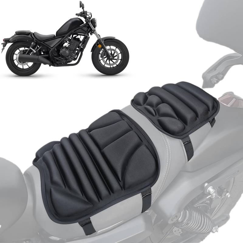 Motorradsitzpolster vorne ＆ Heck-Kit Weiche Motorrad-Sitzkissen 3D-Schlitz atmungsaktiven schockabsorbierenden Motorradsitzabdeckung für Long Ride Mountain Roadcover von PSFDEWT