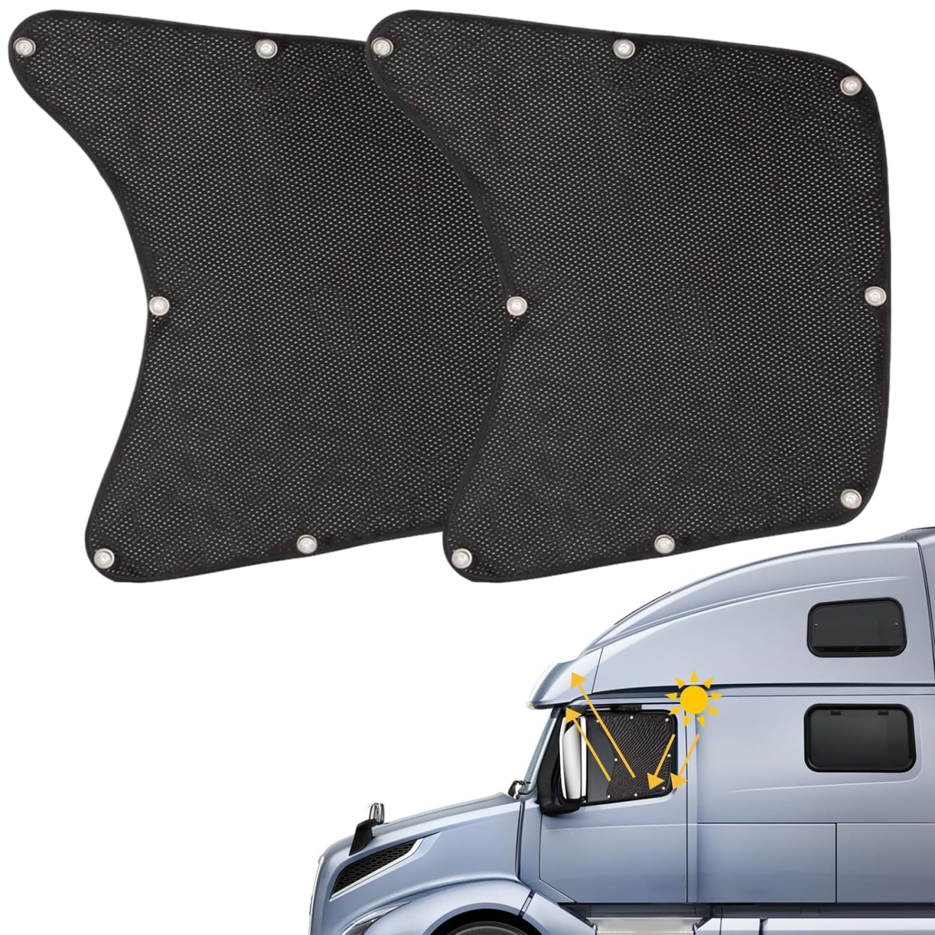 Seitenfenster Sonnenschatten, 1 Paar 23.6x21.7 UV -Schutz Semi -LKW -Fensterschatten, kühl und komfortabel, Semi -LKW -Zubehör, Semi -LKW -Fensterschatten von PSFDEWT