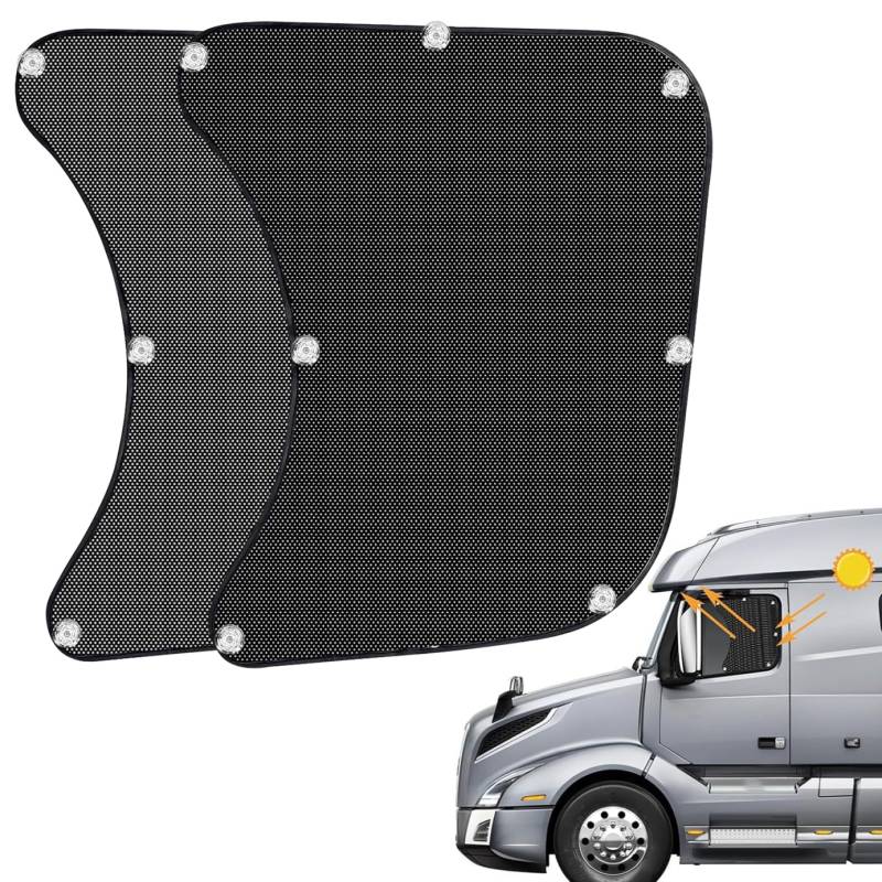 Semi -LKW -Fensterschattierungen, 1 Paar 26x22 UV -Schutz Seitenfenster Sonnenschatten, sichtbares faltbares RV -Fensterschatten, einfache Installation von Halbwagenzubehör mit Saugnapfbecher, Semi - von PSFDEWT