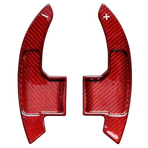 PSRRGZTM modifizierte Teile Kompatibel Mit Ford Für Mustang 2015 2016 2017 2018 2019 Carbon Fiber Paddle Shifters Auto Lenkrad Shift Extensions Zubehör(Carbon Fiber red) von PSRRGZTM