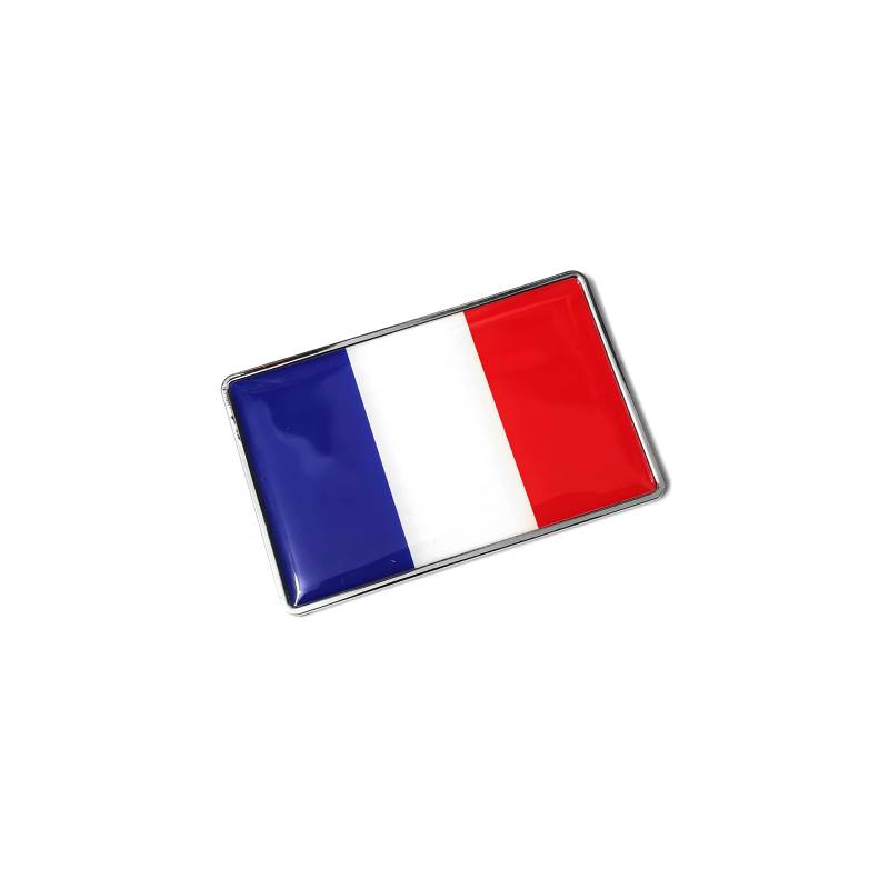 PTDecals 1 STÜCK Metal 3D Frankreich Französisch Flagge Emblem Aufkleber Aufkleber Abzeichen für Fahrzeug Auto Vordere Kotflügel Stoßfänger Seitenfenster Kofferraum Heckklappe 77x50mm von PTDecals