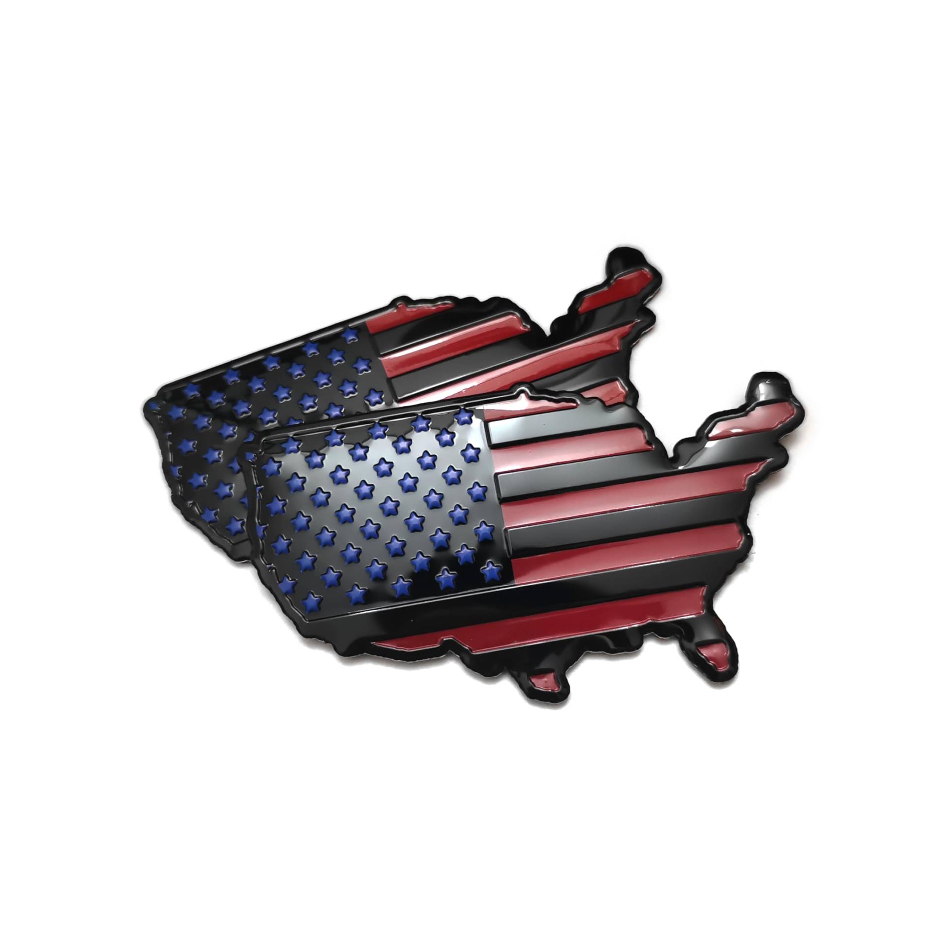 PTDecals 2 Stucke Abziehbild Aufkleber des Schwarz Aluminium Metall 3D US USA Amerika Karten Flagge Emblem 4cm × 7cm Auto Rennsport grafischer Abziehbild von PTDecals