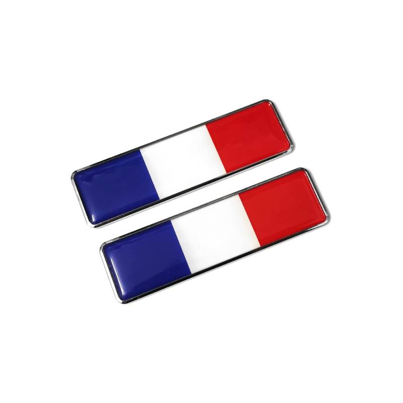 PTDecals 2 Stück Frankreich Flagge Metall Auto Schilder Aufkleber 3D Emblem National FR Tricolor Flagge Abzeichen Grafik Aufkleber für Universal Auto Motorrad Fender Röcke Stamm Seiten 104.5mm * 30mm von PTDecals