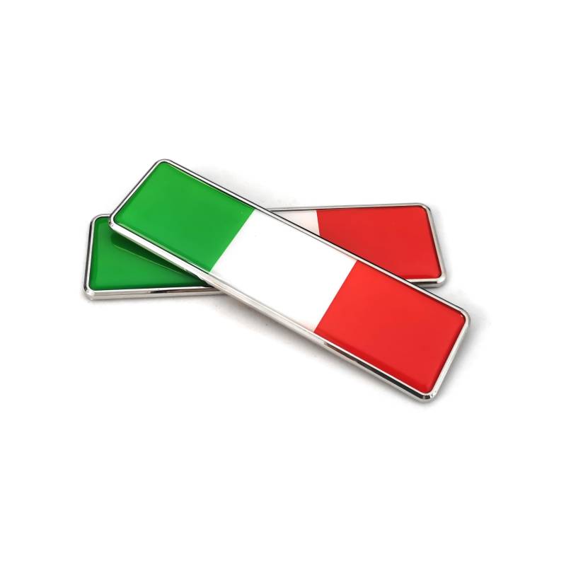 PTDecals 2 Stück Italien Flagge Metall Auto Schilder Aufkleber 3D Emblem National IT Tricolor Flagge Abzeichen Grafik Aufkleber für Universal Auto Motorrad Fender Röcke Stamm Seiten 104.5mm * 30mm von PTDecals