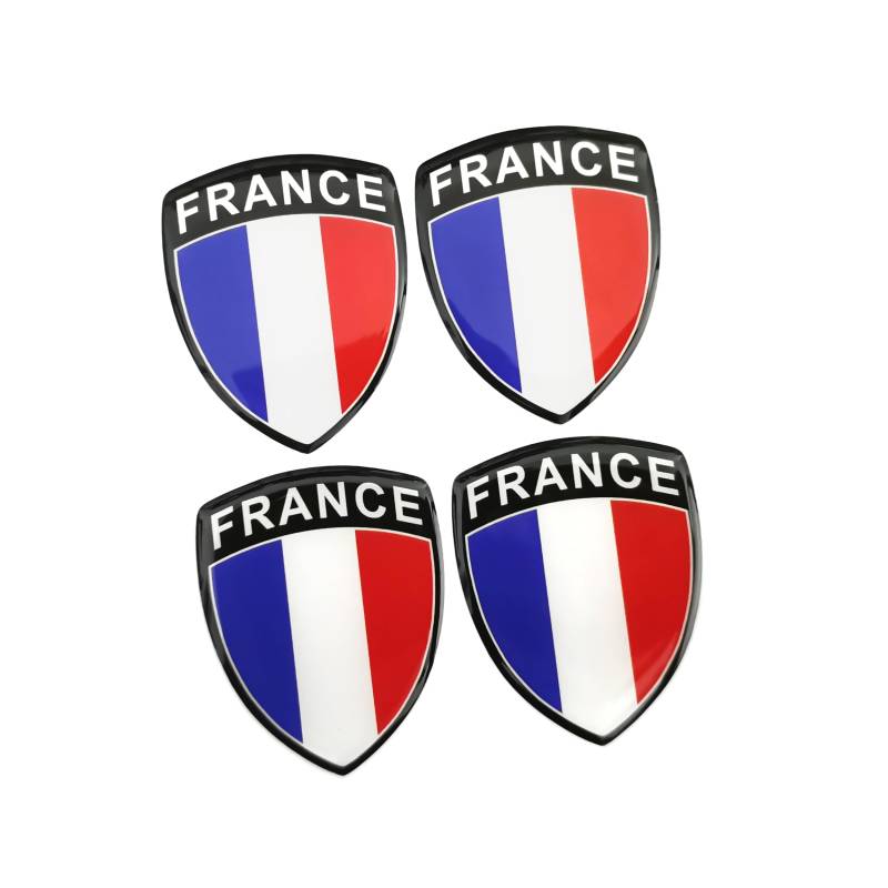 PTDecals 4 PCS 40x50mm Soft Flexible Epoxid Frankreich Französis Flagge Emblem Aufkleber für Fahrzeug Auto Auto Motorrad Helm Home Decoration von PTDecals