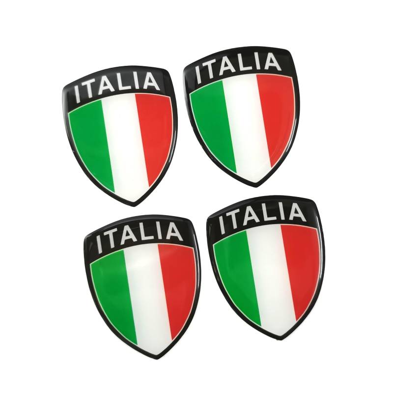 PTDecals 4 PCS 40x50mm Soft Flexible Epoxid Italien Italienische Flagge Emblem Aufkleber Italia Aufkleber für Fahrzeug Auto Auto Motorrad Helm Home Decoration von PTDecals